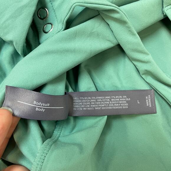 Auden Women's Luxury Collection 4-Way Stretch Long Sleeve Bodysuit Tidal Flow L - Picture 7 of 7